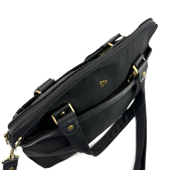 Travelon Ltd‎ Satchel Crossbody Bag Black Canvas Two Way Wear Handbag Purse - Picture 8 of 15